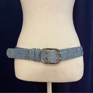 Denim Belt with Silver Buckle